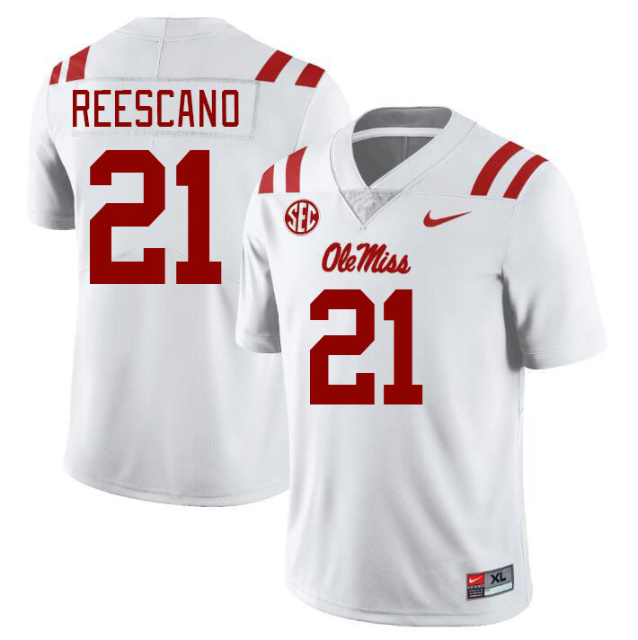 Ole Miss Rebels #21 Kedrick Reescano College Football Jerseys Stitched Sale-White